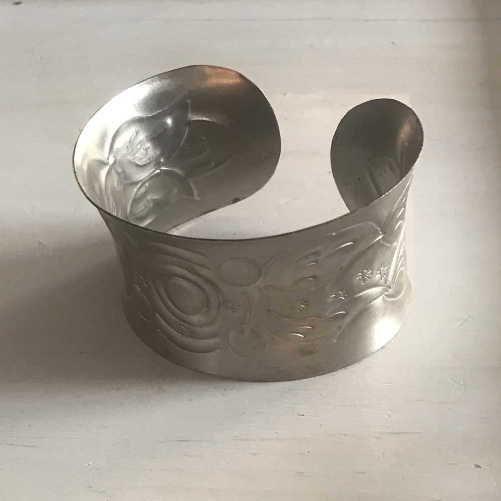 Vintage Cuff Bracelet Y2K Silver Tone